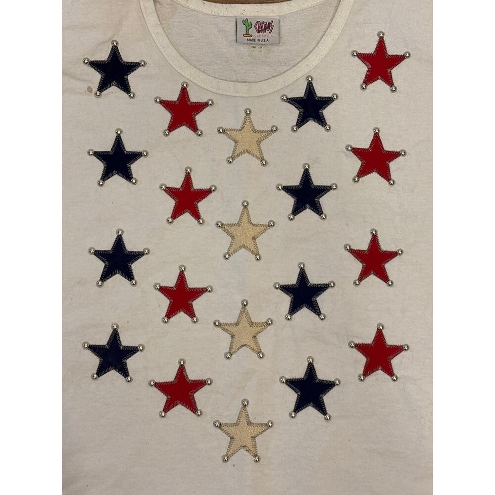 Patriotic Star Spangle Embezzled Patchwork Cactus… - image 2